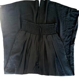 Mustard Seed Black Wide Leg Palazzo Pants Shirred High Waist Tassel M